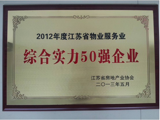 2012年度江苏省物业服务业综合实力50强企业