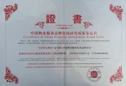 2012年中国物业服务优秀品牌企业