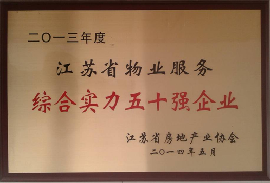 2013年度江苏省物业服务综合实力五十强企业